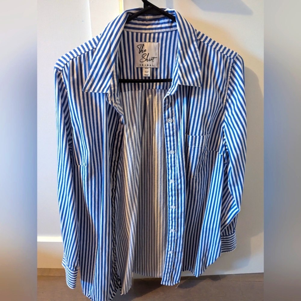 Blue and white striped shirt